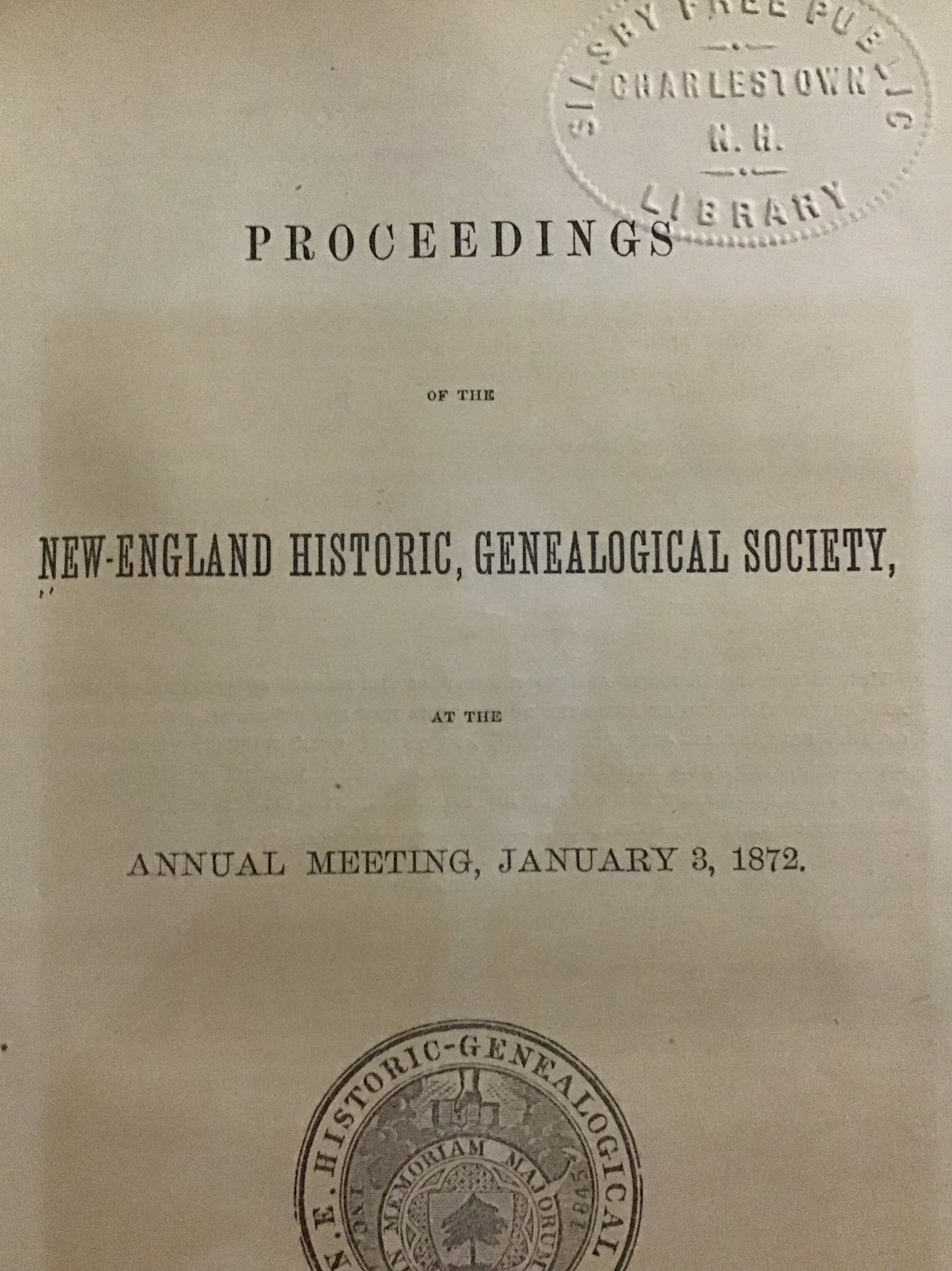 1872 New England historical and genealogical society