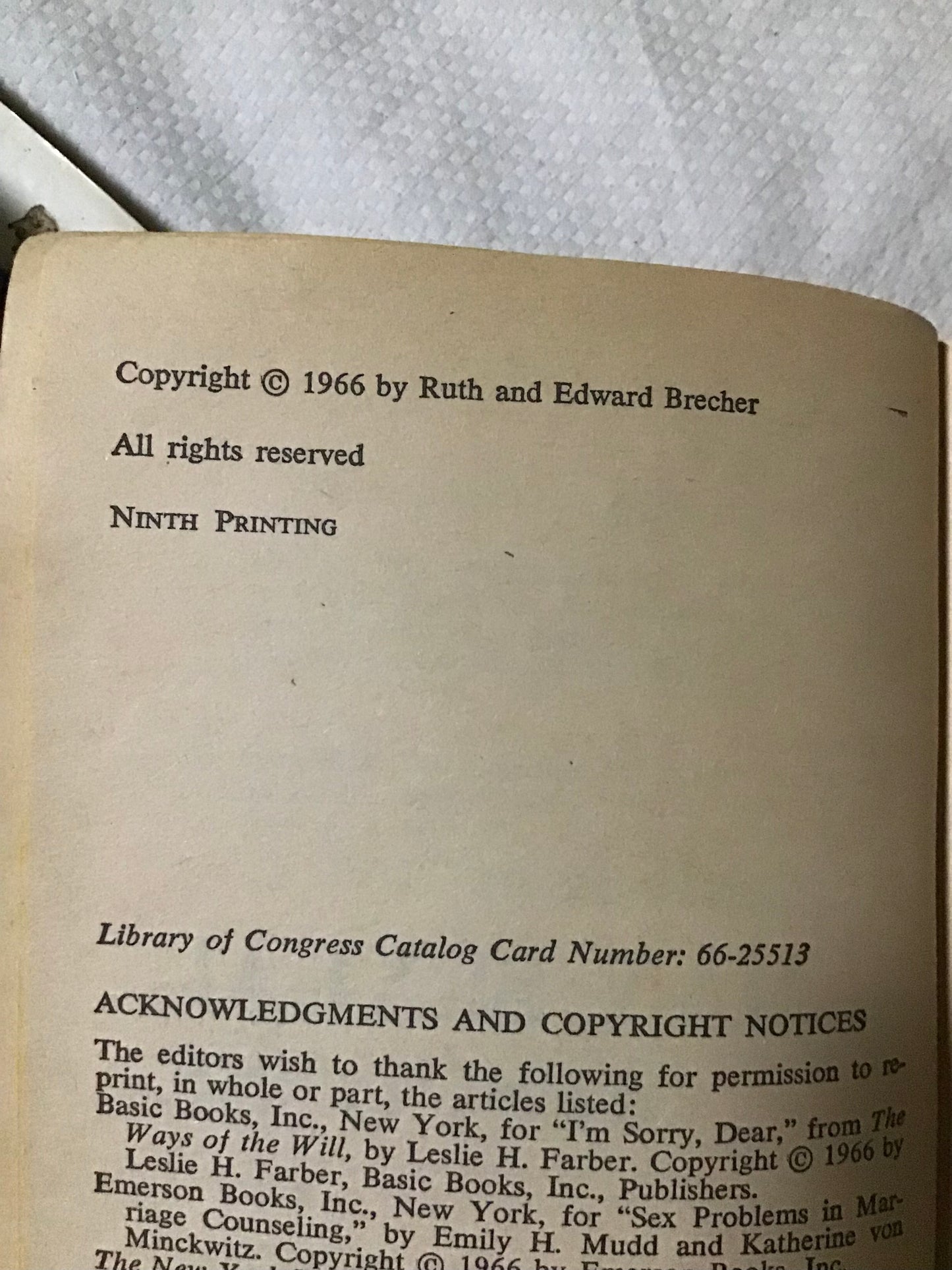 1966 first edition the analysis of human sexual response signed or unsigned